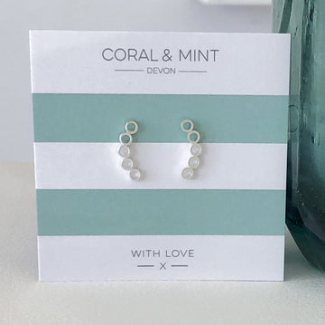 Five Circle Earrings   Coral and Mint